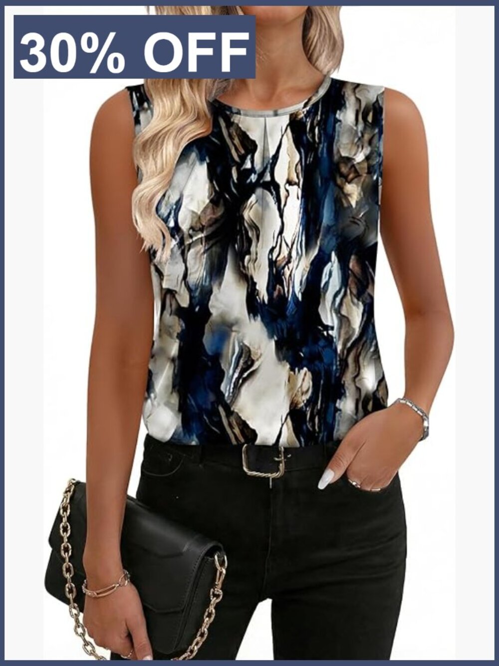 Satin Tank Top Sleeveless Pleated Camisole Blouse